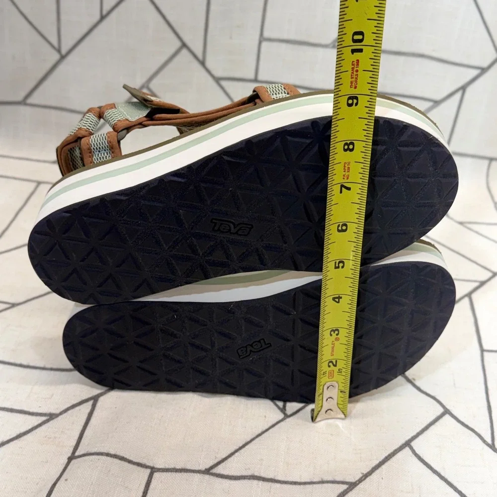 Teva Midform Universal Sandals Size 8 Green Mesh Platform Strappy 1102451 READ
